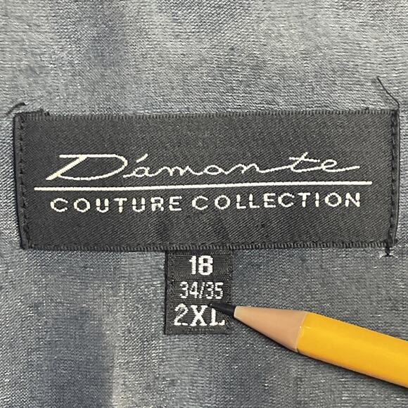 Vtg Diamante Couture Collection Men 2XL 18 34/35 Dress Shirt GRAY Metallic Shiny - Picture 8 of 10